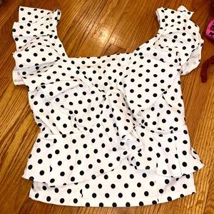 Women’s ruffled polka dot top